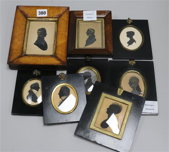 A collection of eight Regency and Victorian profile silhouettes